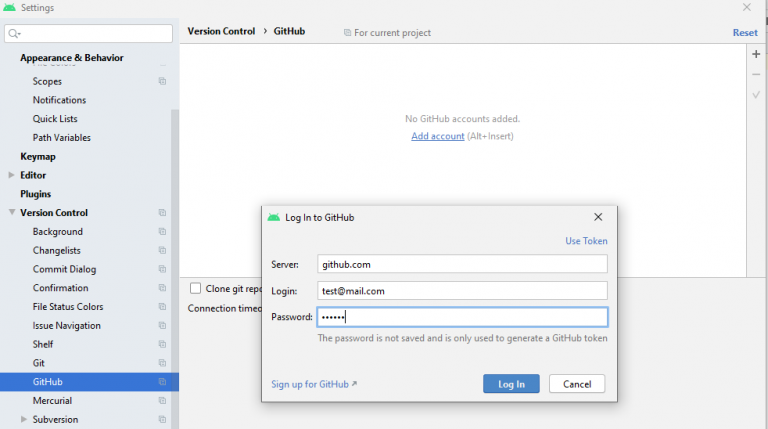 upload project to github android studio